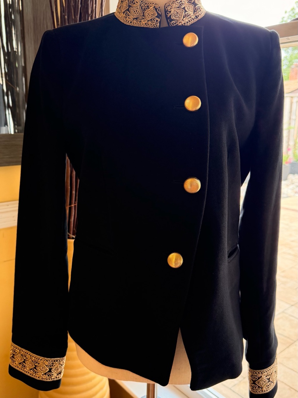 Zara -  Black Jacket with Gold Trim and Buttons